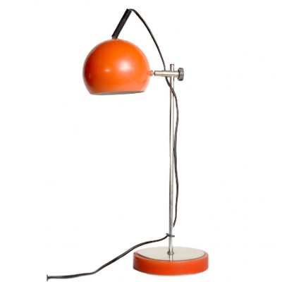 Pomarańczowa lampa biurkowa z regulacją wysokości, lata 60.